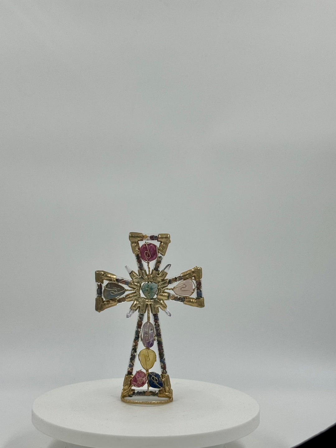 SHAKRA 7 COLORS GOLD CROSS 6”