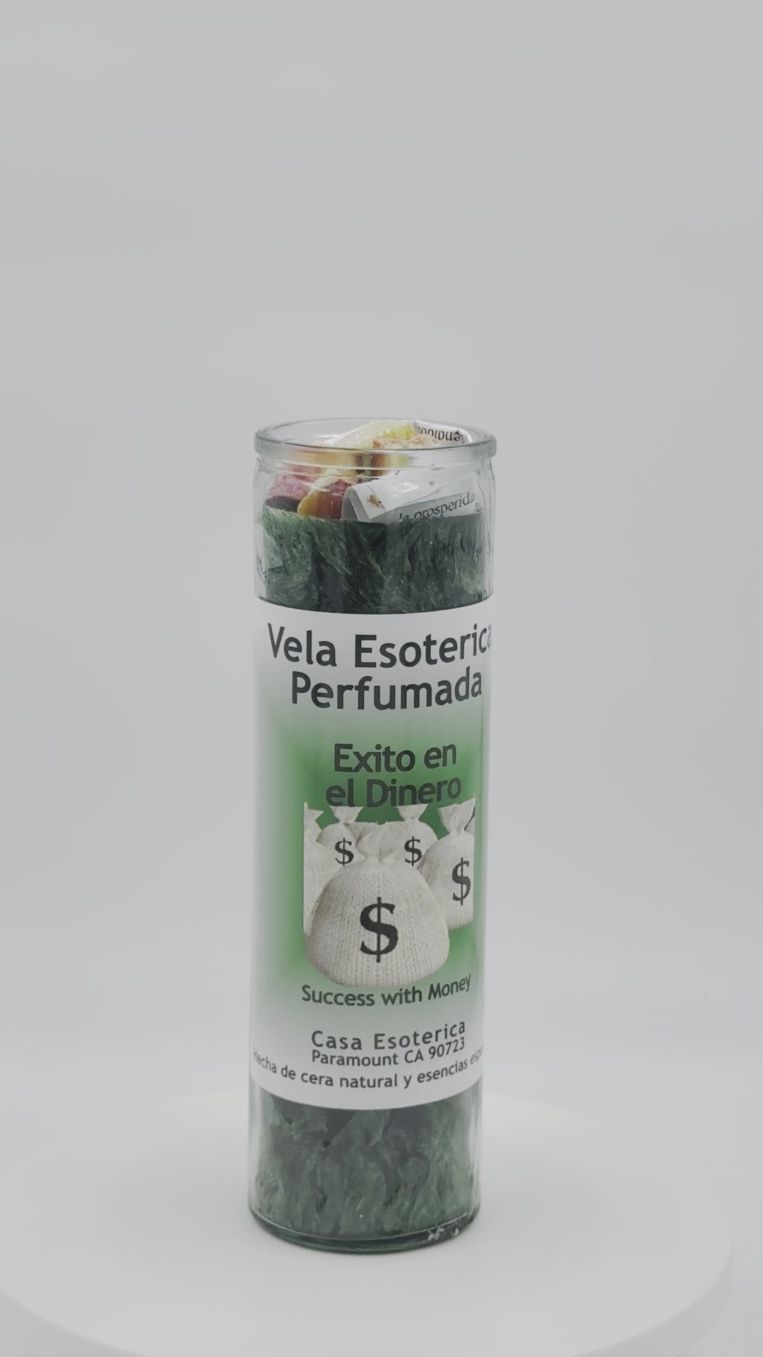 SUCCESS WITH MONEY (EXCITO EN EL DINERO) -Palm Wax Candle/Vela