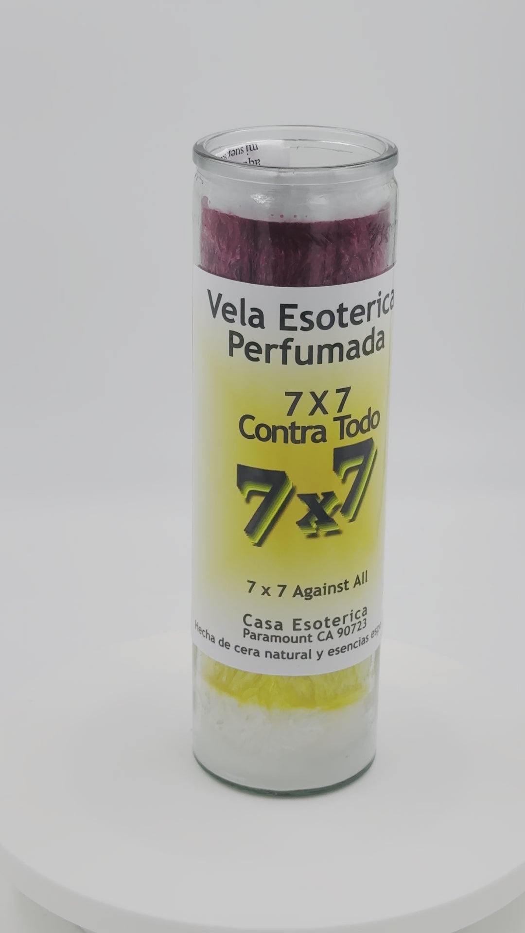 7X7 AGAINST ALL (7X7 CONTRA TODO) -Palm Wax Candle/Vela