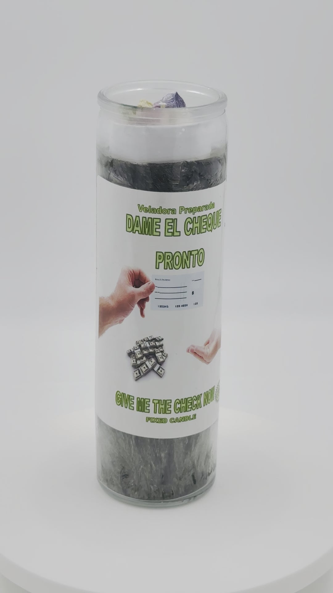GIVE ME THE CHECK NOW (DAME EL CHEKE PRONTO) -Palm Wax Candle/Vela