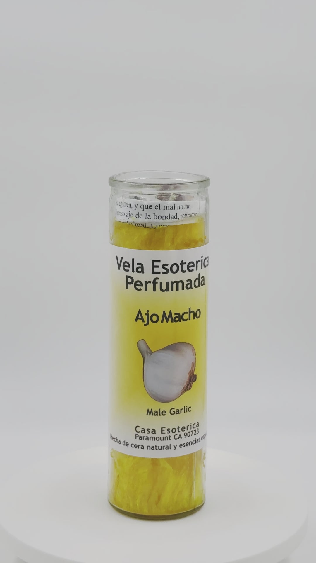 MALE GARLIC (AJO MACHO) -Palm Wax Candle/Vela