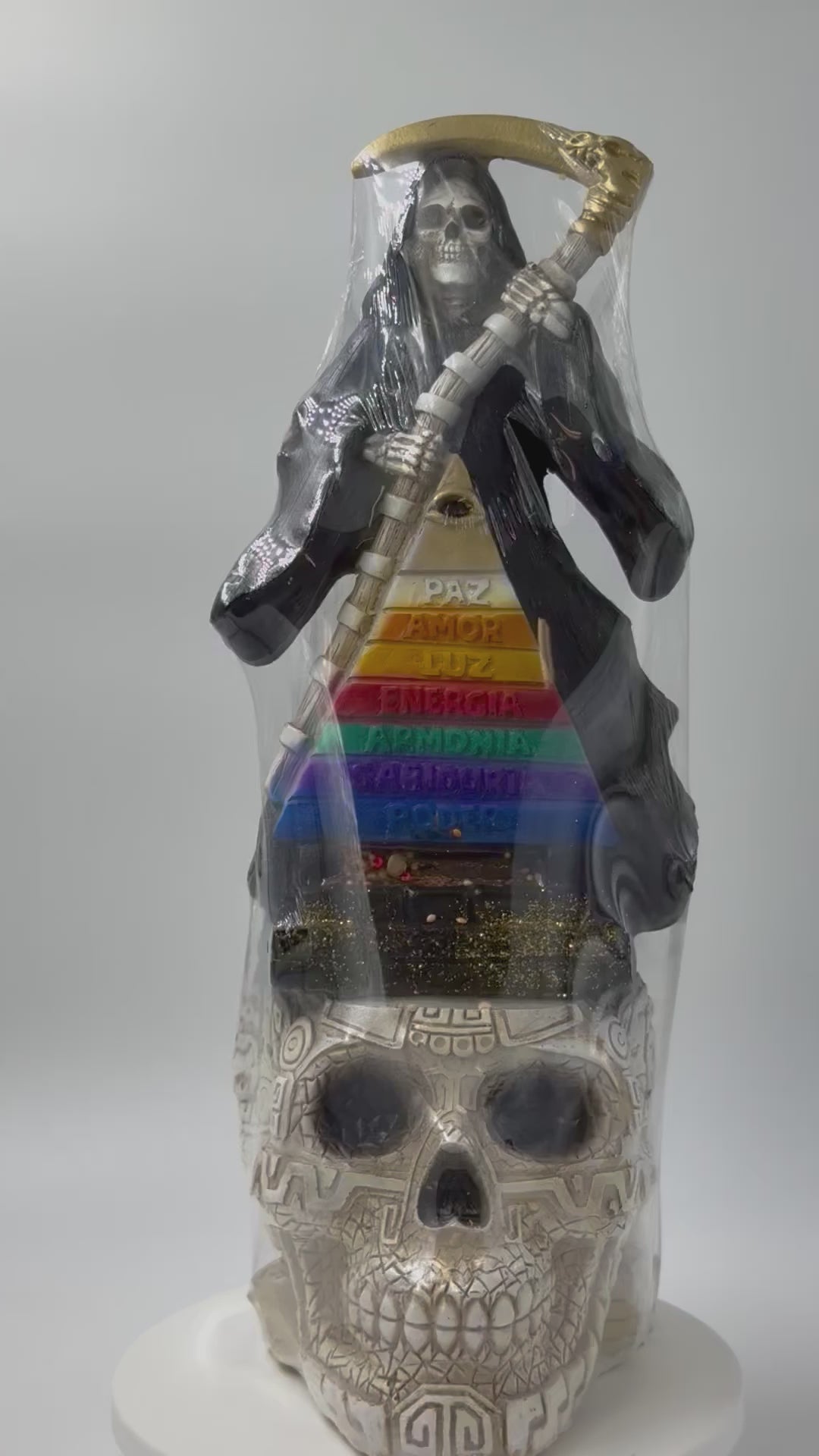 HOLY DEATH (SANTA MUERTE) PYRAMID BLACK -Statue 15"