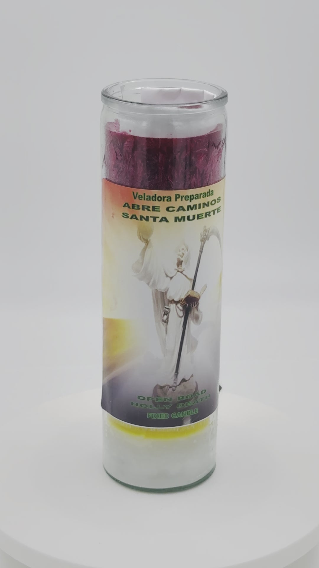 HOLY DEATH ROAD OPENER(SANTISIMA MUERTE ABRE CAMINOS) -Palm Wax Candle/Vela