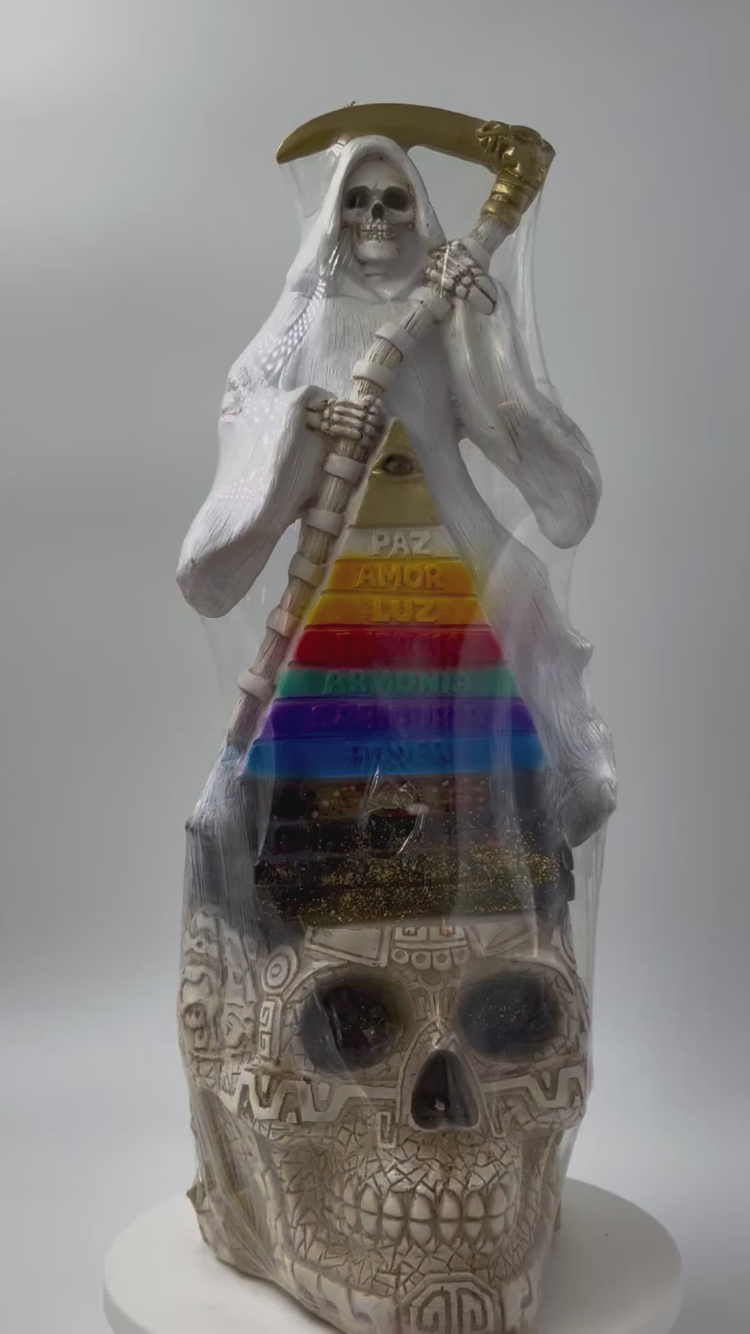 HOLY DEATH (SANTA MUERTE) PYRAMID WHITE -Statue 15"