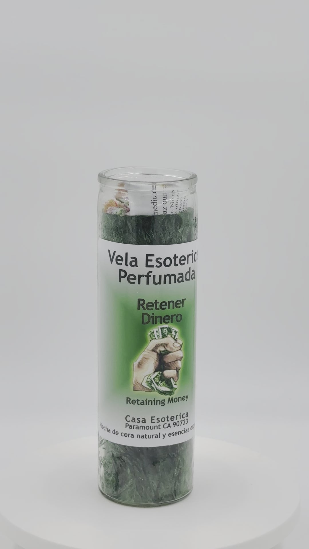 RETAINING MONEY (RETENER DINERO) -Palm Wax Candle/Vela