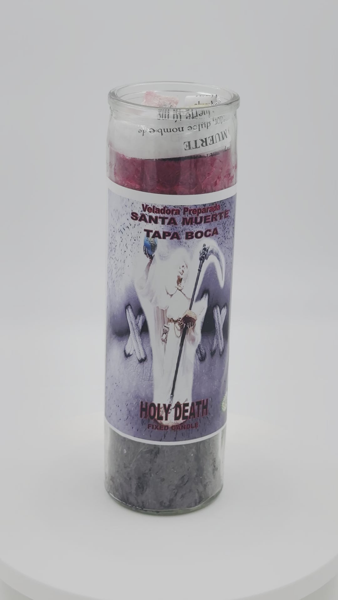 HOLY DEATH SHUT UP(SANTISIMA MUERTE TAPA BOCA) -Palm Wax Candle/Vela