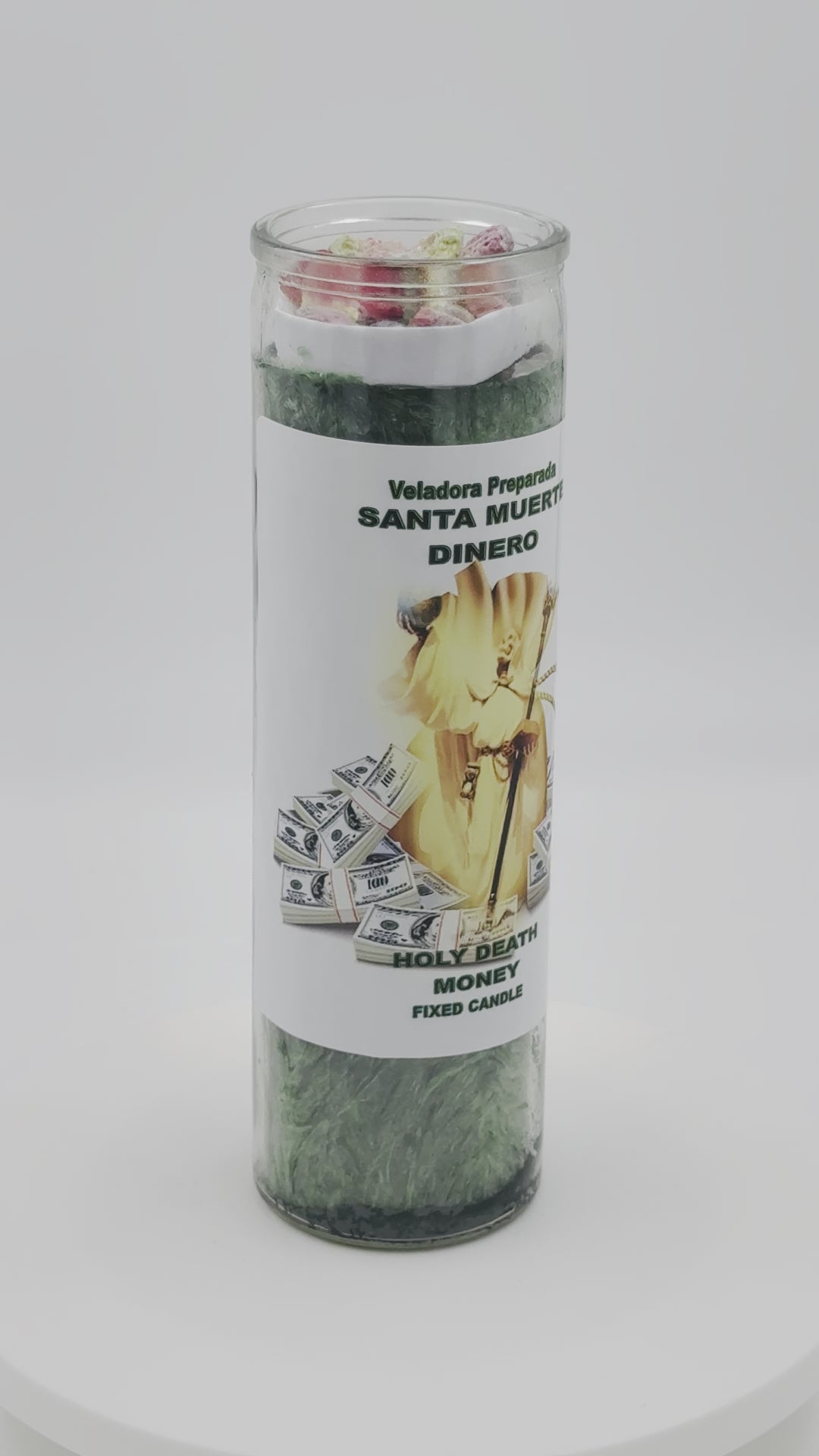 HOLY DEATH MONEY (SANTISIMA MUERTE DINERO) -Palm Wax Candle/Vela